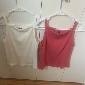 Old Navy Women's Ribbed Camisoles - Cream and Pink